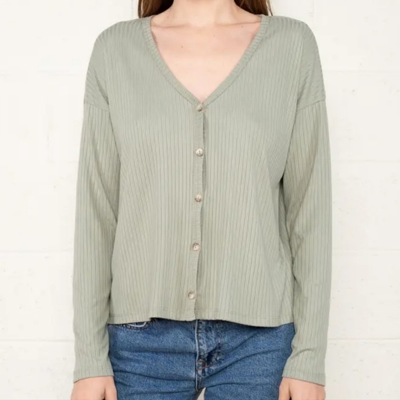 Aritzia Wilfred Button Down Lightweight Casual Cardigan Light Green Size 1X - Picture 1 of 10